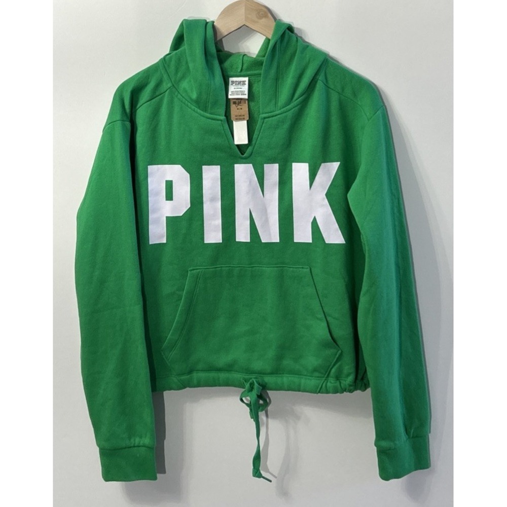 NWT Victoria's Secret PINK Hoodie V-neck  Pullover Cropped Sweatshirt ‎ Med $53